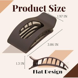 Paquete de 8 Pinzas Planas Marrones para el Pelo para Mujer: Pinzas Rectangulares Grandes, Neutras, Mate, Antideslizantes, Para Cabello Grueso y Fino,