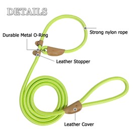 Durable Slip Lead Dog Leash for Training, Heavy-Duty 6 Ft X 3/8 Inch Training Leash with Adjustable Control, No-Pull Design for Small & Medium Pets, Reinforced Nylon Walking Lead for Agility Exercises