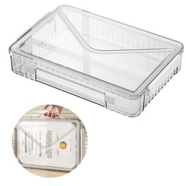 Marte Vanci Plastic Storage Bin with Lid Portable Project Case with Handle Clear Storage Box File Document Protector Stackable Container for A4 Letter Paper Photo Craft Scrapbook（White）