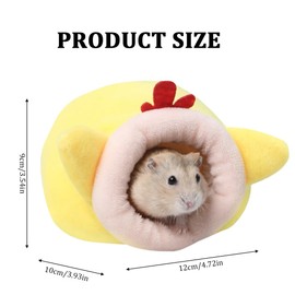 Hamster Bed, Non-Slip Hamster Sleeping Nest, Hamster House Small Animal Nest Cotton House, Small Animal Warm Bed House Cage Nest, for Dwarf Hamsters and Small Pets, Yellow, Small