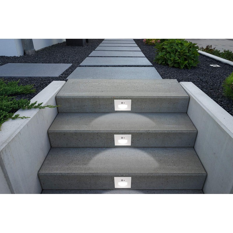 BAZZ White Integrated LED Step Stair Light Motion Sensing, Indoor/Outdoor