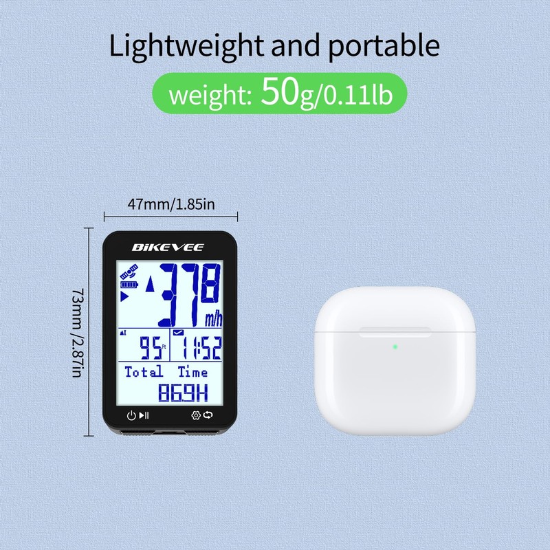 Bikevee Wireless GPS Bike Computer 2.4" Display Altitude Speed Distance