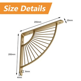MOROBOR 2PCS Metal Craft Bracket Floating Shelves Shelf Brackets Wall Hanging Decoration Sector Bracket for Home Office Restaurant Decor, Gold-20CM