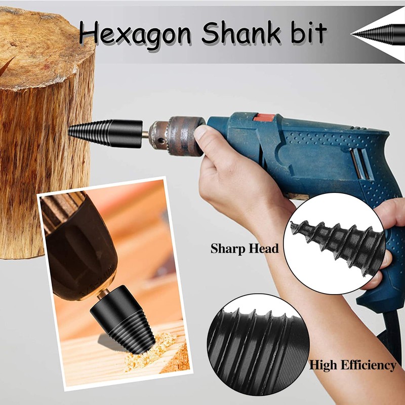 4 Piece Set Firewood Drill Bits Wood Splitter Wood Splitter