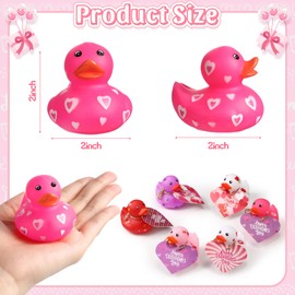 Patitos de Goma 2 Pulgadas con Tarjetas de Regalo para Día de San Valentín Divertidos Patos de Corazón Amor Pequeños para Bañera Piscina Aula Carnaval Fiesta Premios de Juego (24 Piezas)