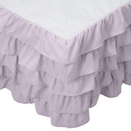 Elegant Comfort Leila Collection Multi-Ruffle Bed Skirt, 1500 Thread Count Egyptian Quality, Easy Fit Dust Ruffle, 15 inch Drop, Wrinkle and Stain Resistant, MultiRuffle, King, Floral Lilac