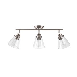 Globe Electric 59628 Jackson 3-Light Track Lighting, Brushed Nickel, Clear Glass Shades, Silver, Bulb Not Included