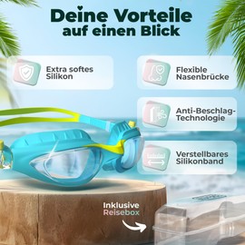KIDVERSE Children's Swimming Goggles – Comfortable Swimming Goggles for Boys & Girls from 3 Years – Tested Children's Swimming Goggles with UV Protection & Anti-Fog Protection – Waterproof Children's