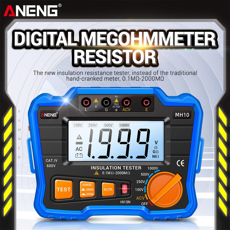 Insulation Resistance Tester 100V/ 250V/ 500V/ 1000V Resistance Tester with