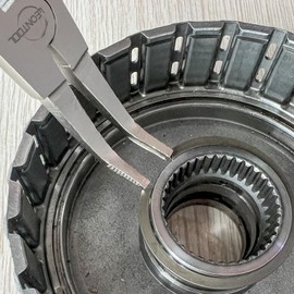 LEONTOOL 8 Inches Lock Ring Pliers Flat Snap Ring Pliers Special Circlip Pliers Reverse Pliers Angle Tip Retaining Ring Pliers Spreader Pliers for Transmission Transfer Cases, Bent Nose with Hole