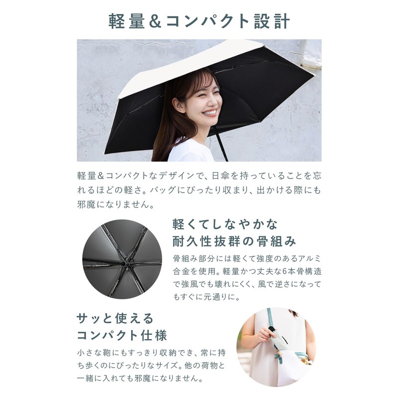 MONOTELIER Parasol, UV Protection, 100% Light Blocking, Folding Umbrella, Women's,