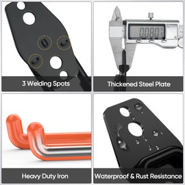 TICONN 2 Pack Heavy Duty Garage Hooks, Steel Utility Wall Storage Hooks, Wall Mount Hanger Organizer for Ladders, Bikes, Tools, Bulky Items (Medium, Yellow Square)