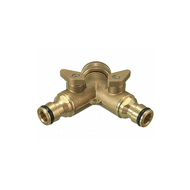 Unibos | Solid Brass Double Hose Connector for Outdoor Tap