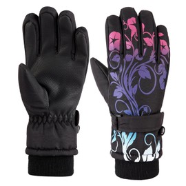 Guantes de esquí impermeables para niños, guantes de snowboard con forro Thinsulate, guantes de invierno para clima frío para niños y niñas