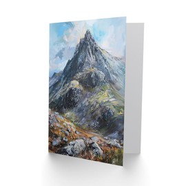 Artery8 Greeting Card Tryfan Mountain Peak Snowdonia Wales Oil Painting Blank For All Him Or Her Art Birthday Card