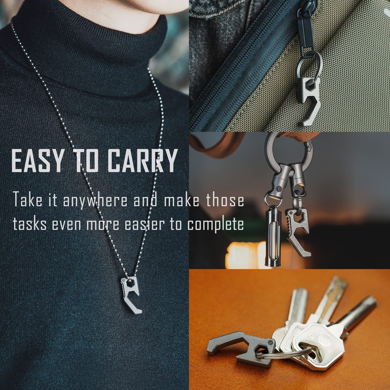 KeyUnity KA13 Titanium Bottle Opener Keychain, 2 in 1 EDC