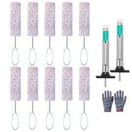 Aottykro 10 Pack Extra Long Tire Lube Brush Applicator Swab,13.8" Length, Handle Tire Lubricant Brush Applicator Swab Set for Changing Tires,Come with Tread Depth Gauge