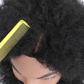 Stancia 6’’ Afro Male Mannequin Head with Beard, Manicans Full Head Real Hair for Hairdresser Barber, Manikin Head for Practice Styling Cornrow Braiding with Clamp Stand