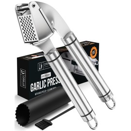 ORBLUE Garlic Press Stainless Steel - Premium Professional Grade Garlic Mincer, Crusher & Peeler Set - Easy Clean, Dishwasher Safe & Rust-proof