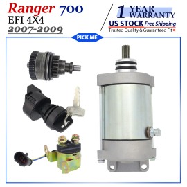 Motorsupermarkets Starter for Polaris Ranger 700 4x4 EFI 2007-2009 W/Bendix & Relay & Key Switch
