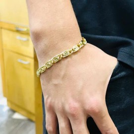 Hermosa Pulsera Esclava Tejido Egipcia Chapa Oro 18k