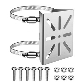 LKCCTK Security Camera Mounting Hardware Stainless Steel Pole Bracket No Drilling Required for Square Cylindrical Column/Cylinder 20cm Diameter Includes 2 Stainless Bands / 6 Sets of Bolts, Housing