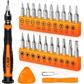 JOREST 24Pcs Small Precision Screwdriver Set with Torx T5 T6 T8 T9, Y00, Star P5