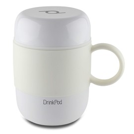 DrinkPod LGB-280W Pioneer Stainless Steel Vacuum Insulated Leak-Proof Drinkpod Capsule Flask 6 Hours Hot 24 Hours Cold, White, 0.28 Litre
