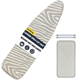 UniSimp Ironing Board Cover and Pad 15X54“ - Extra Thick Natural Cotton, Scorch & Stain-Resistant Padding, Standard Size Iron Board Cover with Metal Fasteners Heavy Duty Elastic Edge, Heatproof