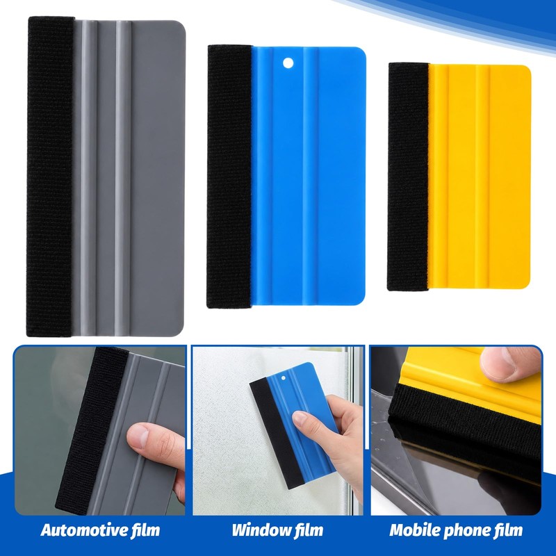 Felt Squeegee for Vinyl, 3 PCS Small Vinyl Squeegee Scraper