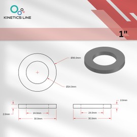 KINETICS LINE Vulkanit Flat Gaskets 1 Inch Normal (30 x 24 x 2 mm) Pack of 25 Red Fibre Gaskets for Pumps, Insulators, Motors (up to 110°C)