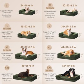 EHEYCIGA EHEYCIGA Orthopedic Dog Beds for Extra Large Dogs, Waterproof Memory Foam XXL Dog Bed with Sides, Non-Slip Bottom and Egg-Crate Foam Big Pet Couch Bed with Washable Removable Cover, Dark Green