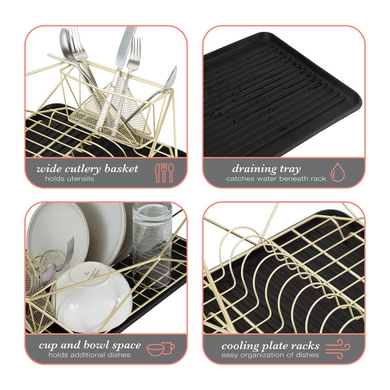 Kitchen Details Geode Deluxe Dish Drying Rack with Drain Board