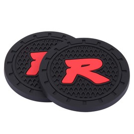 4Car4U for Type-R Cup Holders Insert Coaster Automotive Accessories Silicone Anti Slip Cup Mat for Honda Type-R R Civic Accord Fit Insight Clarity CR-V HR-V Pilot Passport Odyssey(2.75" Diameter-2PCS)