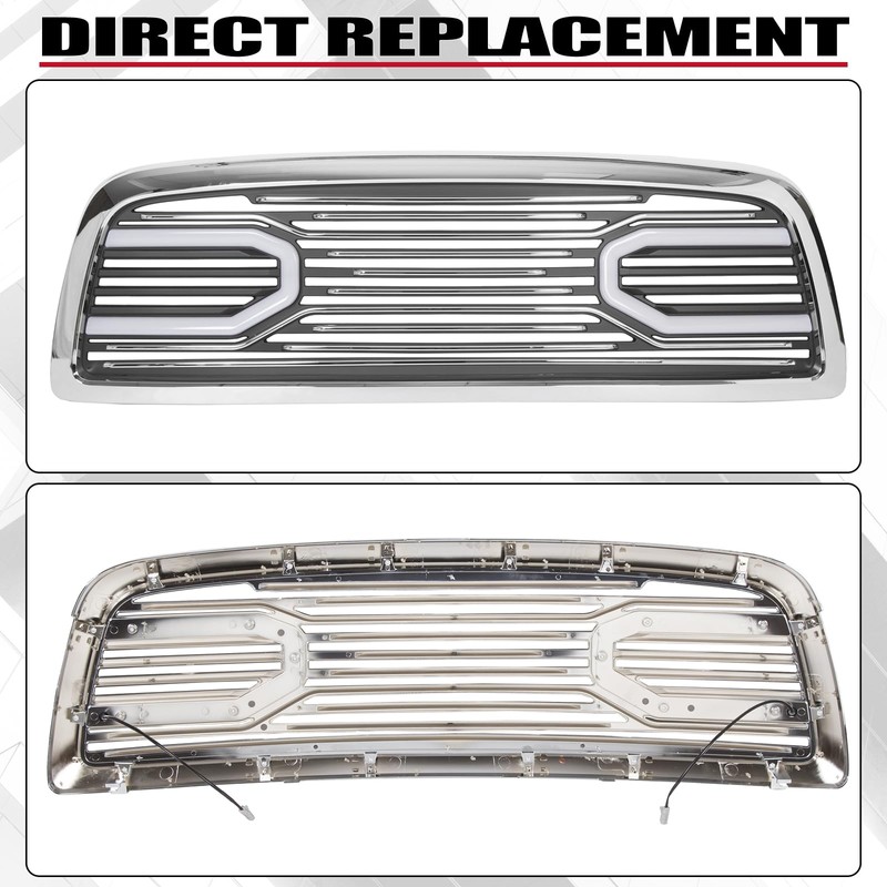 HECASA Grille w/Replacement Shell Packaged Compatible with 2009-2012 Dodge Ram