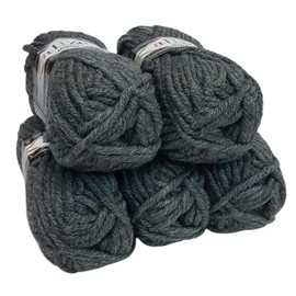 5 x 100 g Ilkadim Export Superlana Megafil Knitting Yarn Plain 500 g Knitting Wool, Crochet Yarn with 25% Wool Content, Extra Thick (Dark Grey 182)