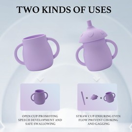 HOYEHOLA Silicone Baby Training Sippy Cup with Straw and Lid for Infants Toddlers Kids,Green