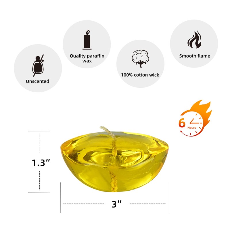 Zest Candle 6-Piece Folding Candles, 3-Inch, Clear Yellow Gel