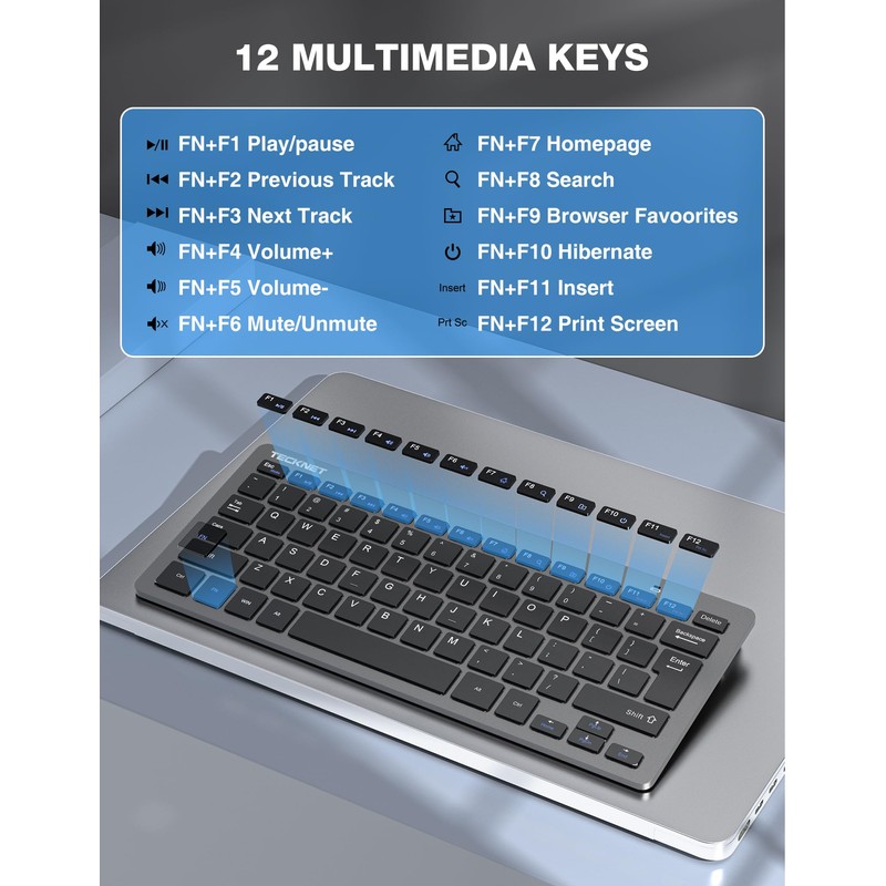 TECKNET Wireless Keyboard and Mouse Combo, Mini Cordless Computer Keyboard