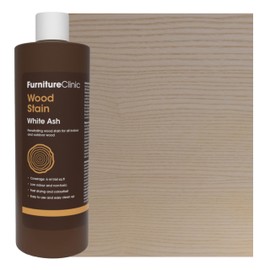 Furniture Clinic Wood Stain | White Ash | Water Based | Fast Drying, Low Odor, & Non-Toxic | for Indoor & Outdoor Furniture and More | Multiple Finishes | (17oz / 500ml)