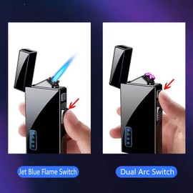 Arc Lighter and Butane Torch - 2 in 1 Refillable Electric Lighter, USB Rechargeable, Windproof for BBQs, Candles, Camping (Rainbow Dragon)