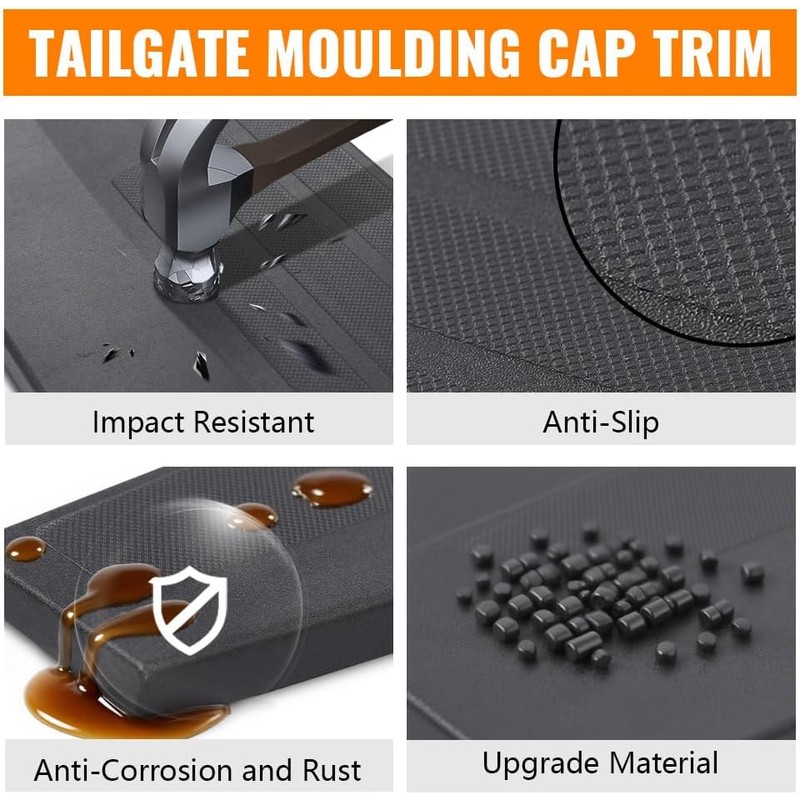 G-PLUS Tailgate Cap Pad Flexible Flex Step Molding Trim w/Release