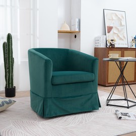 Curtainboro 27.36" Wide Modern Swivel Chairs Upholstery Accent Barrel Sofa Chairs for Bedroom Living Room Office Apartment Green
