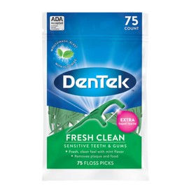 DenTek Fresh Clean Floss Picks, for Extra Tight Teeth, 75 Count, (Pack of 1)