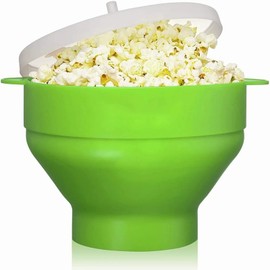 Cuenco Plegable para Palomitas de Maíz, Apto para Microondas, para Hacer Palomitas de Maíz, Cubo de Silicona Seguro para Palomitas de Maíz con Tapa y Asa para Fiestas y Noches de