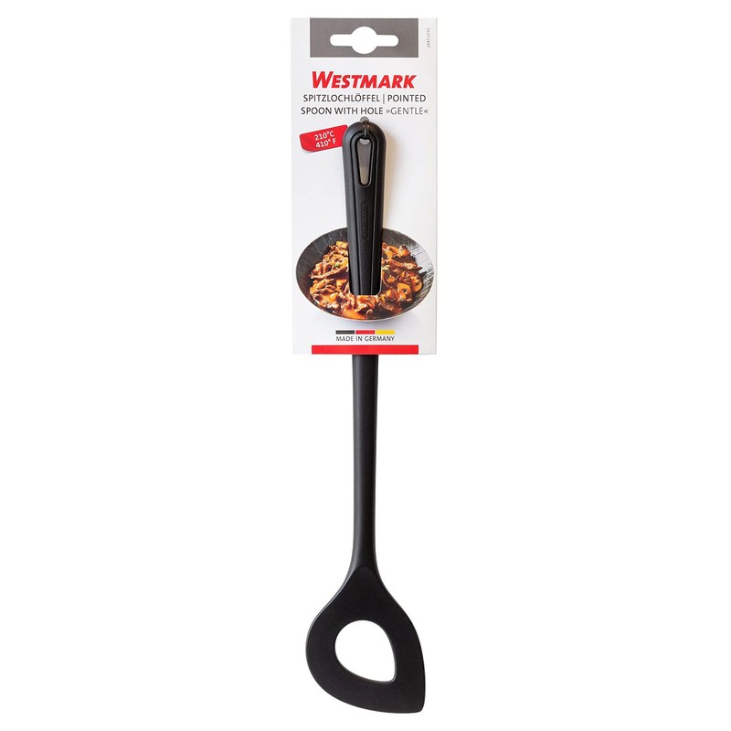 Westmark Pointed Hole Spoon/Cooking Spoon, Length: 30 cm, Gentle, Black,