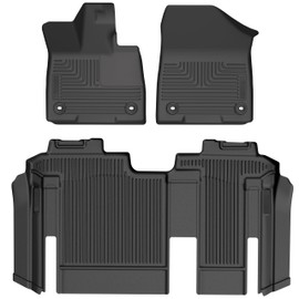 Husky Liners Weatherbeater Floor Mats | Fits 2021-2025 Toyota Sienna, 2nd Row Bench Seats | Front & 2nd Row, 3-pc Black - 93841
