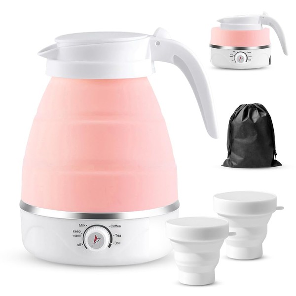 600 ml Foldable Kettle with 2 Folding Cups, Multifunctional Portable
