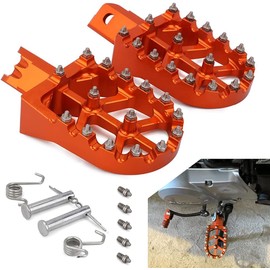 AnXin Foot Pegs Motorcycle Universal CNC Footpeg for SX SX-F 50-125cc BT200X Mini Bike SSR Apollo RFZ TaoTao Lifan Kayo Coolster Pit Bike - Orange