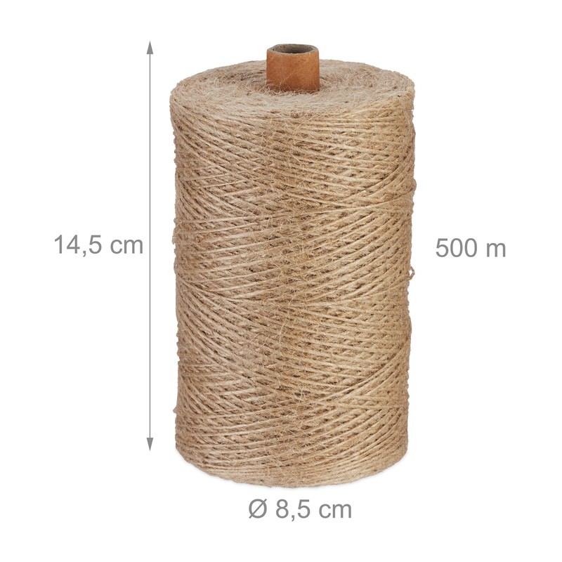 Relaxdays Jute Twine 1mm 2 Rolls Jute Twine 500m Each
